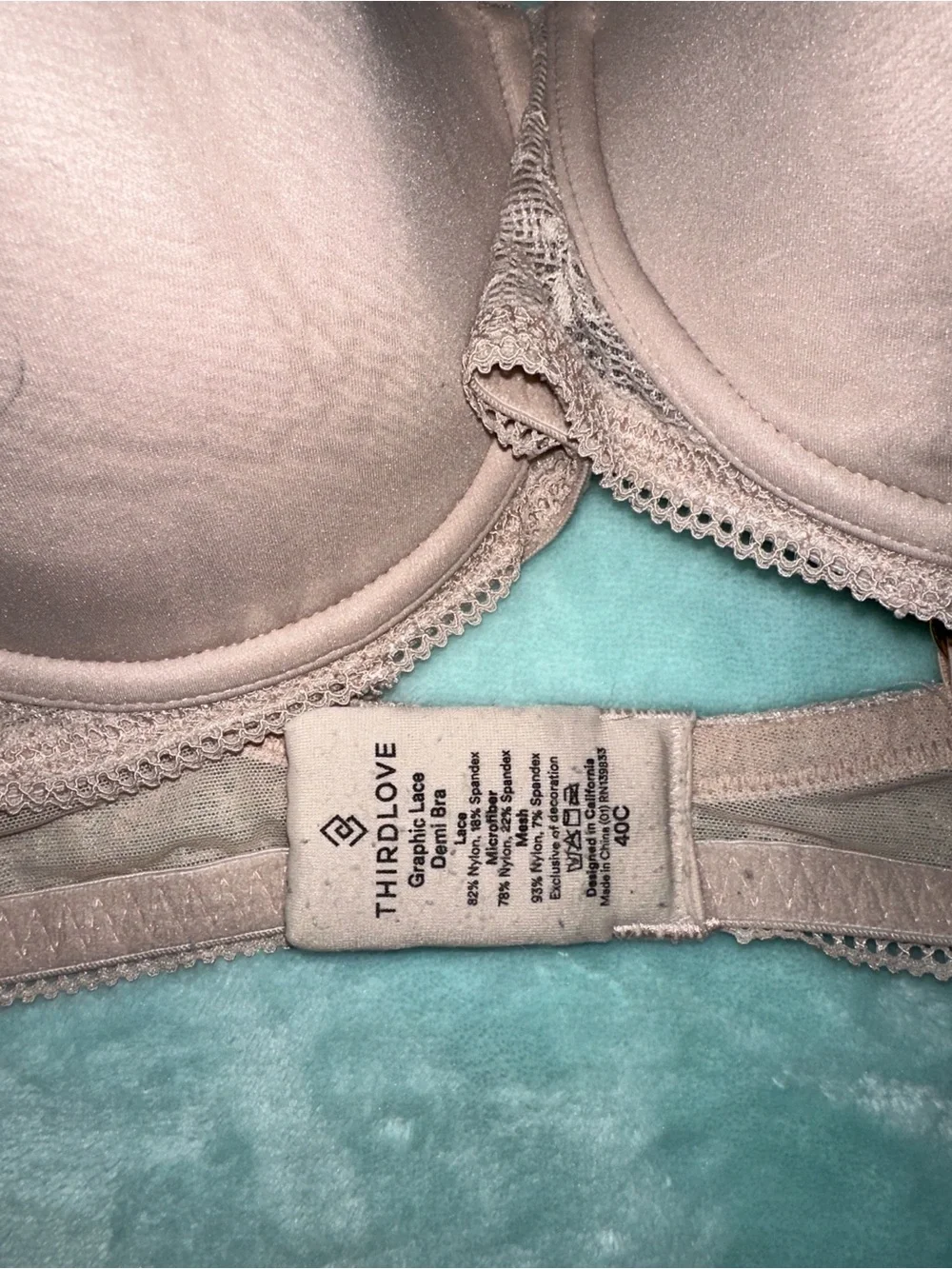ThirdLove Smooth Molded Graphic Lace-Back Demi Bra in Nude